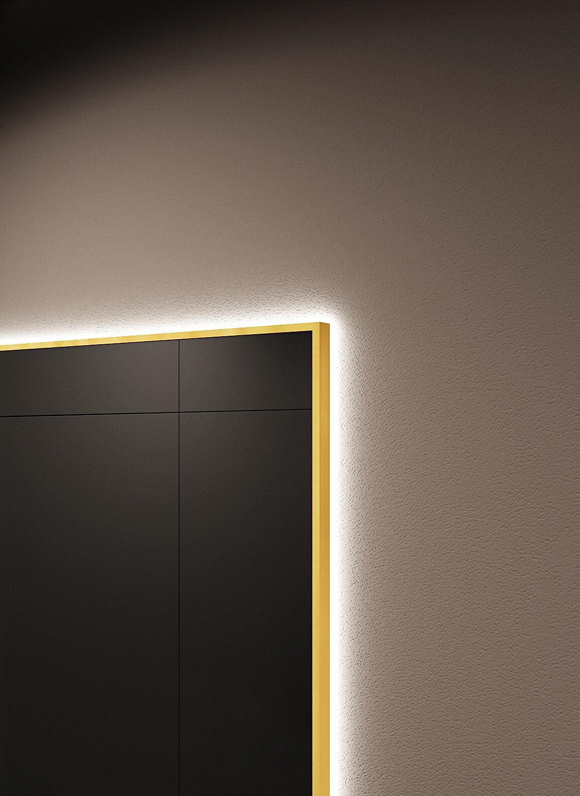 Зеркало с подсветкой в алюминиевой раме, настенное, ONE MIRROR, 160х60 см. Золото. Свет: Нейтральный белый 6000К - фотография № 10