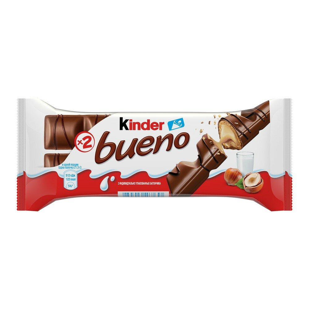 Вафли Kinder Bueno, в молочном шоколаде, 30 шт по 43 г - фотография № 12