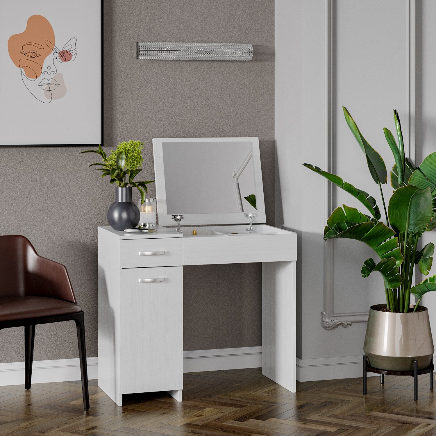 фото Туалетный столик Пиано с тумбой и зеркалом