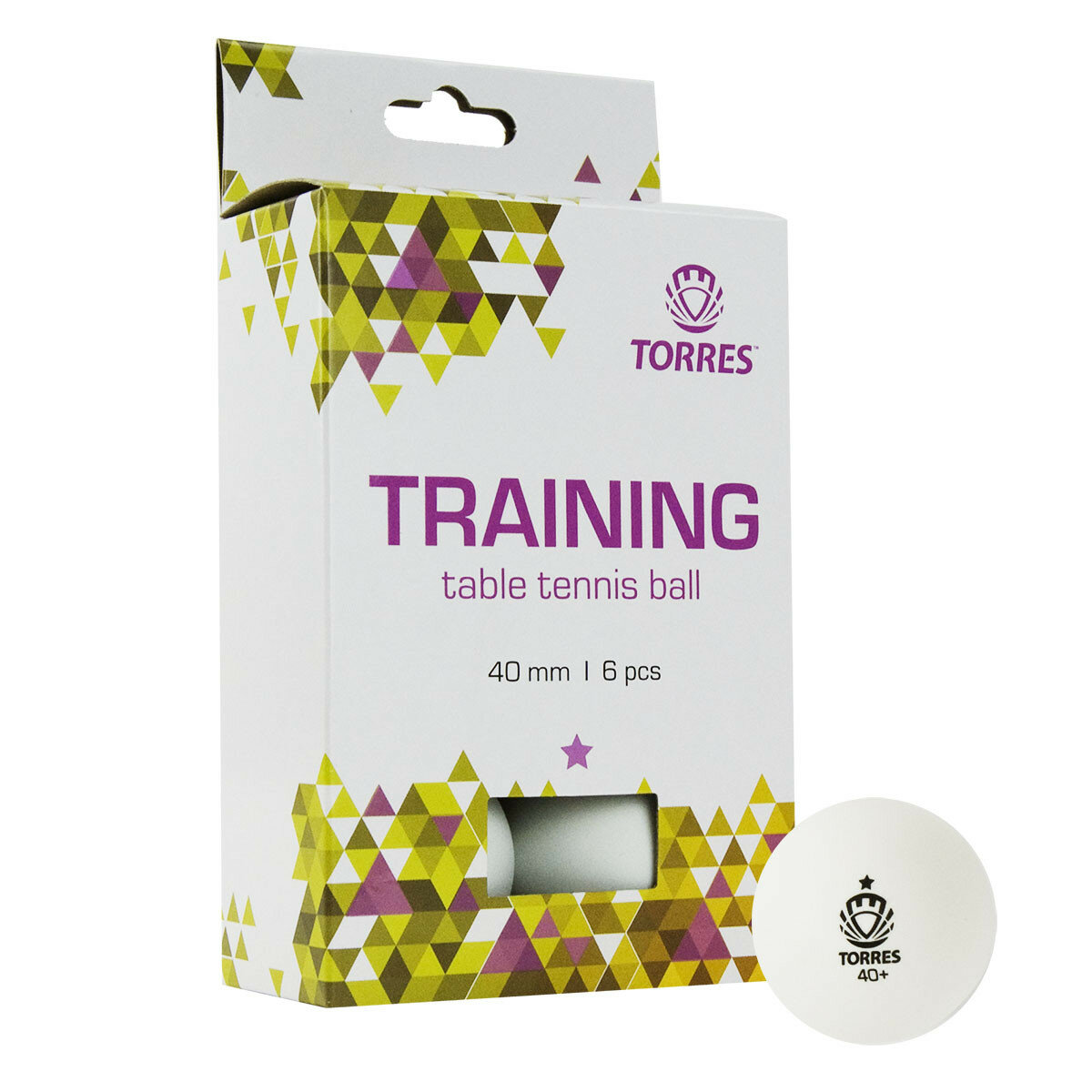 Мяч для настольного тенниса Torres Training 1* Tt21016, 6шт, белый (диаметр 40+)