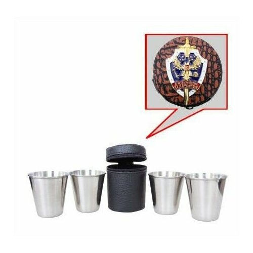 Набор подарочный стопки рюмки с символикой Герб орел РФ Сотрудник охраны в чехле 4х80 мл 950₽