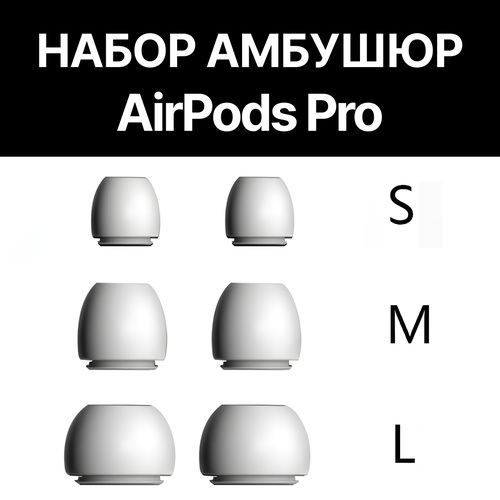 Набор амбушюр для наушников Apple Airpods Pro (Аирподс Про) - S, M, L амбушюры для наушников apple airpods pro аирподс про l