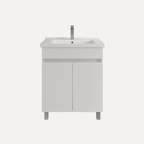 Изображение товара Тумба напольная SanStar Квадро 70 с раковиной Миранда 70 (комплект) для ванной комнаты, белая