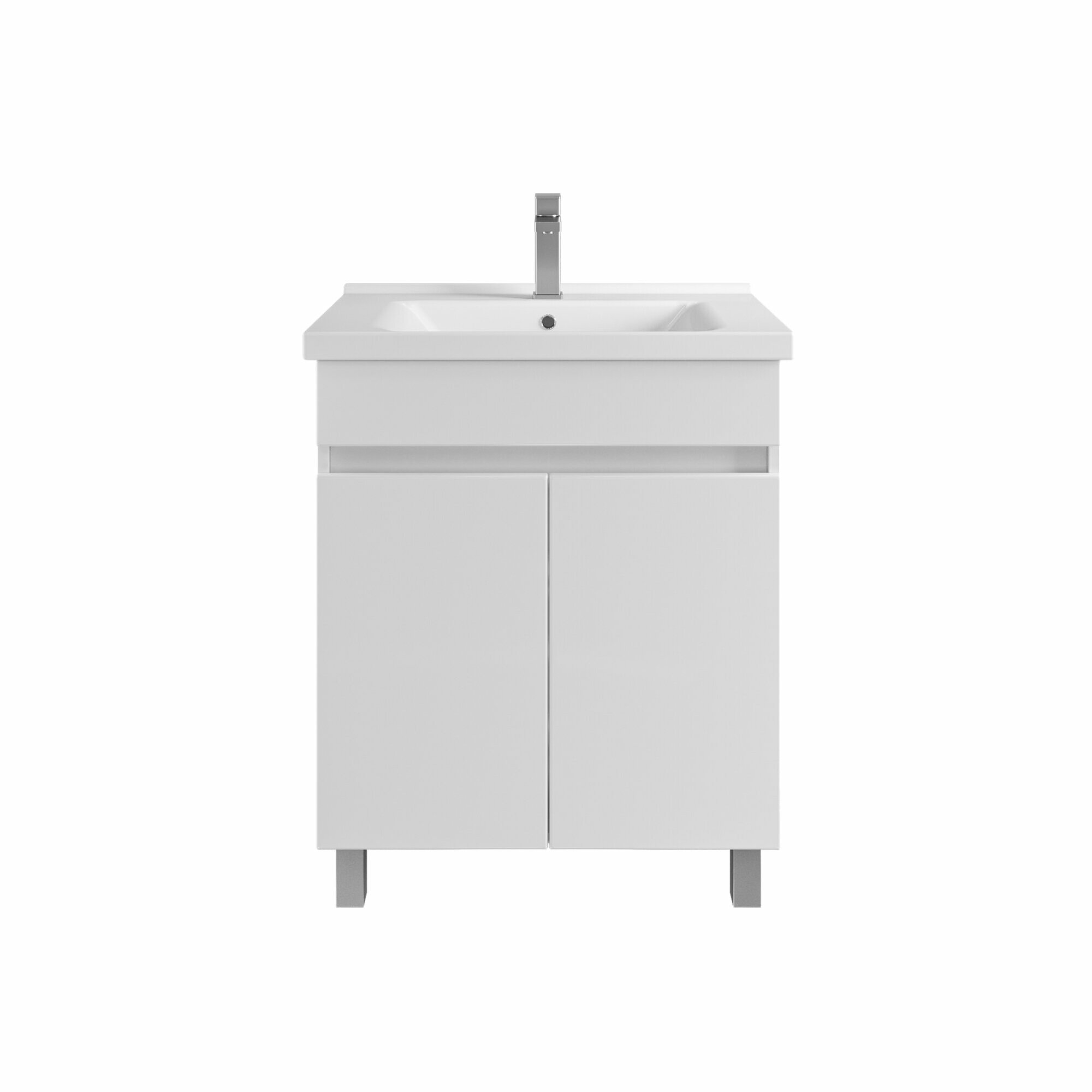 фото Тумба напольная SanStar Квадро 70 с раковиной Миранда 70 (комплект) для ванной комнаты белая