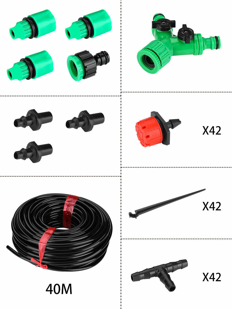 Комплект капельного полива Deko DKI40 1/2" (в комп.:6 предметов) черный зеленый (065-0945) - фото №4