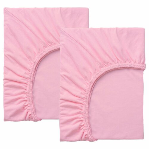 Простыни натяжные для детской кроватки икеа ЛЕН, 2 шт, 80х130 см и 80х165 см, розовый