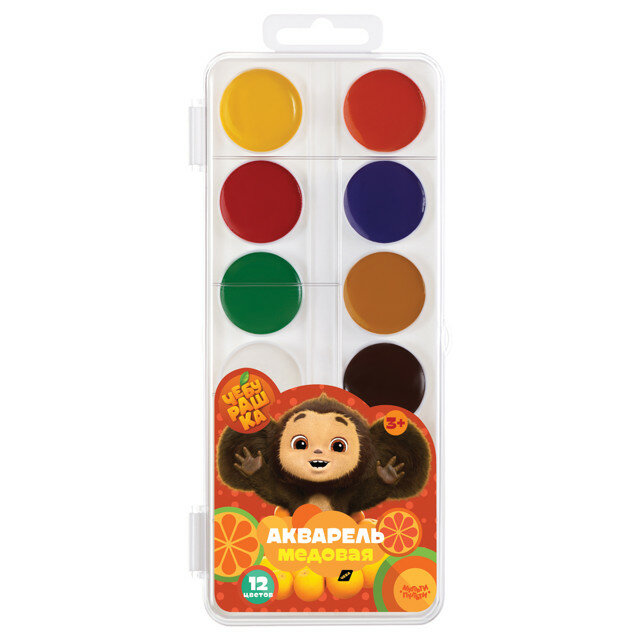 Акварель Мульти-Пульти Чебурашка Медовая 12 цветов набор для рисования для детей