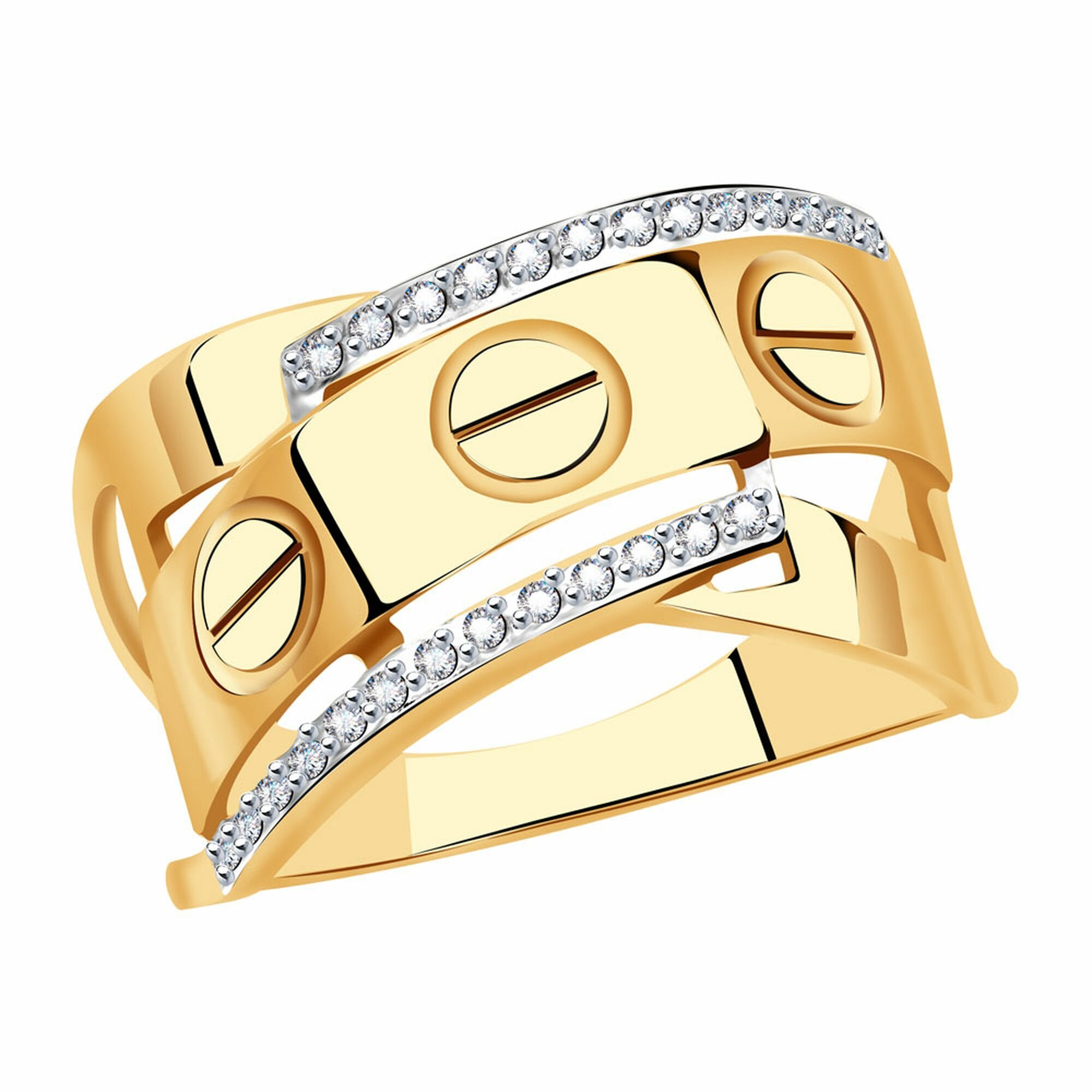 Кольцо дорожка Diamant online, красное золото, 585 проба, фианит
