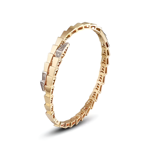 Жесткий браслет YA ZOLOTO, желтое золото, 585 проба, фианит, диаметр 5 см., длина 19 см., Желтый