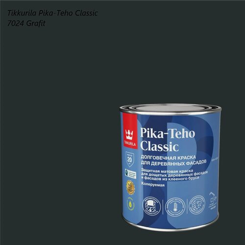 Изображение товара Краска для деревянных фасадов Tikkurila / Tikkivala Pika-Teho Classic (0,9л) Ral 7024 Графит