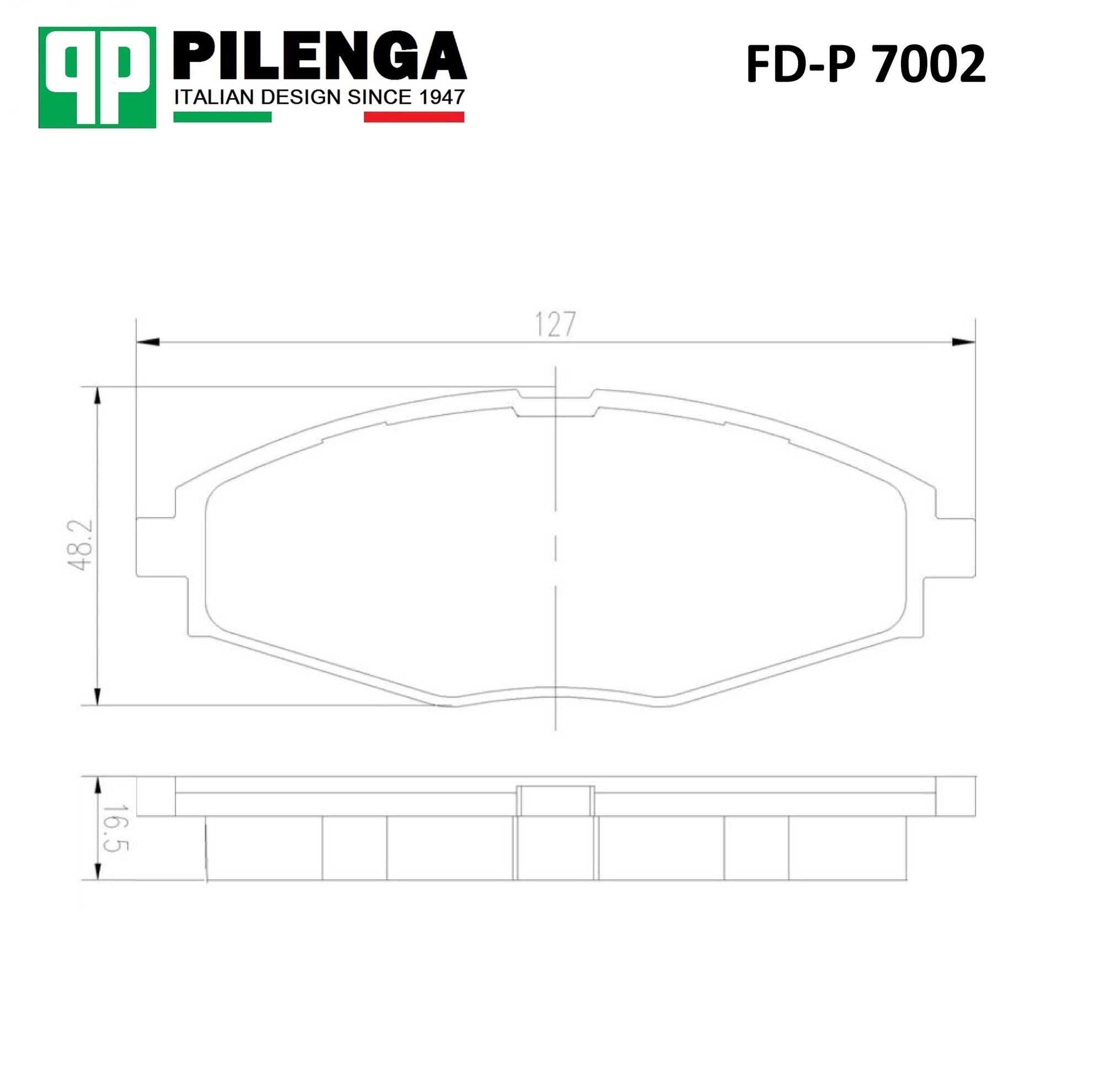 Тормозные колодки для Chevrolet Lanos, Daewoo Matiz, передние, PILENGA FD-P 7002, 96273708 / 96316582, 4шт — фото 1