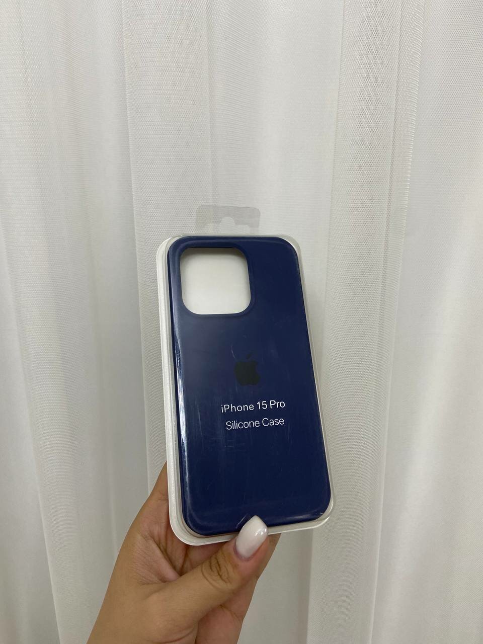 Чехол "темно-синий" для iPhone 15 Pro, силиконовый, противоударный