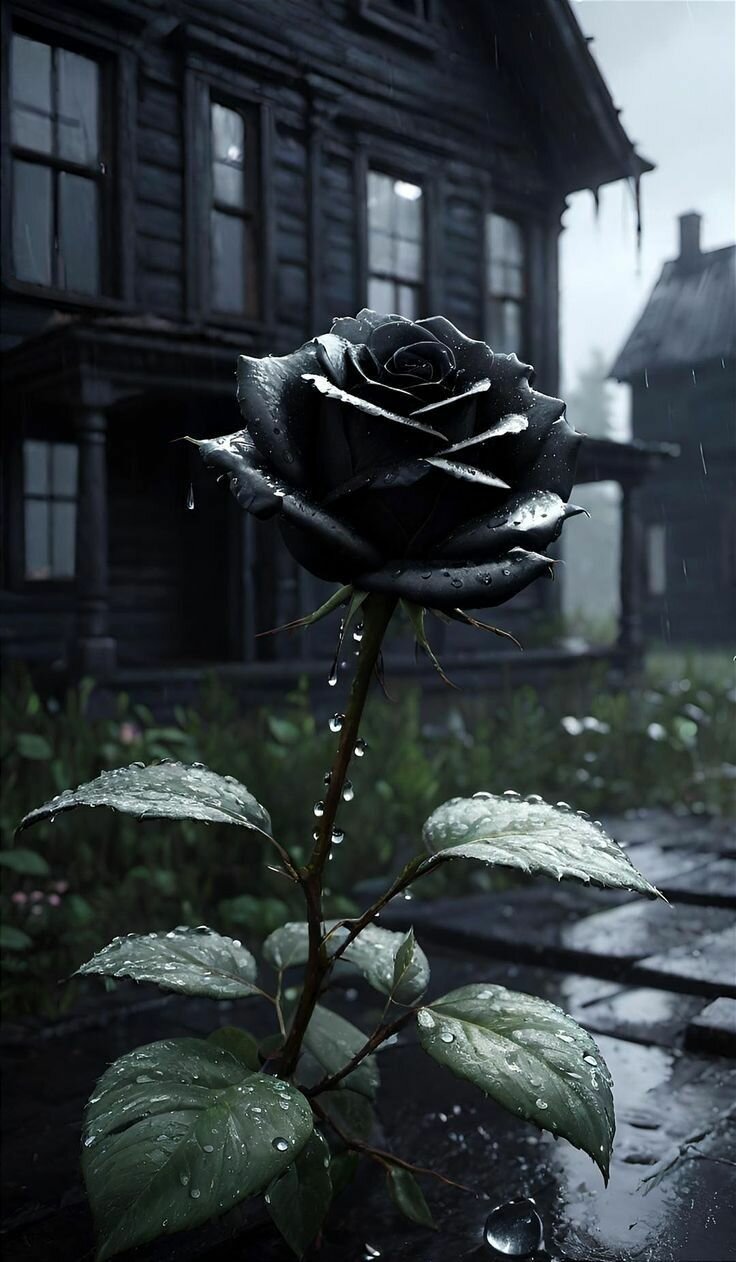 Букет чёрных искусственных роз 1шт.