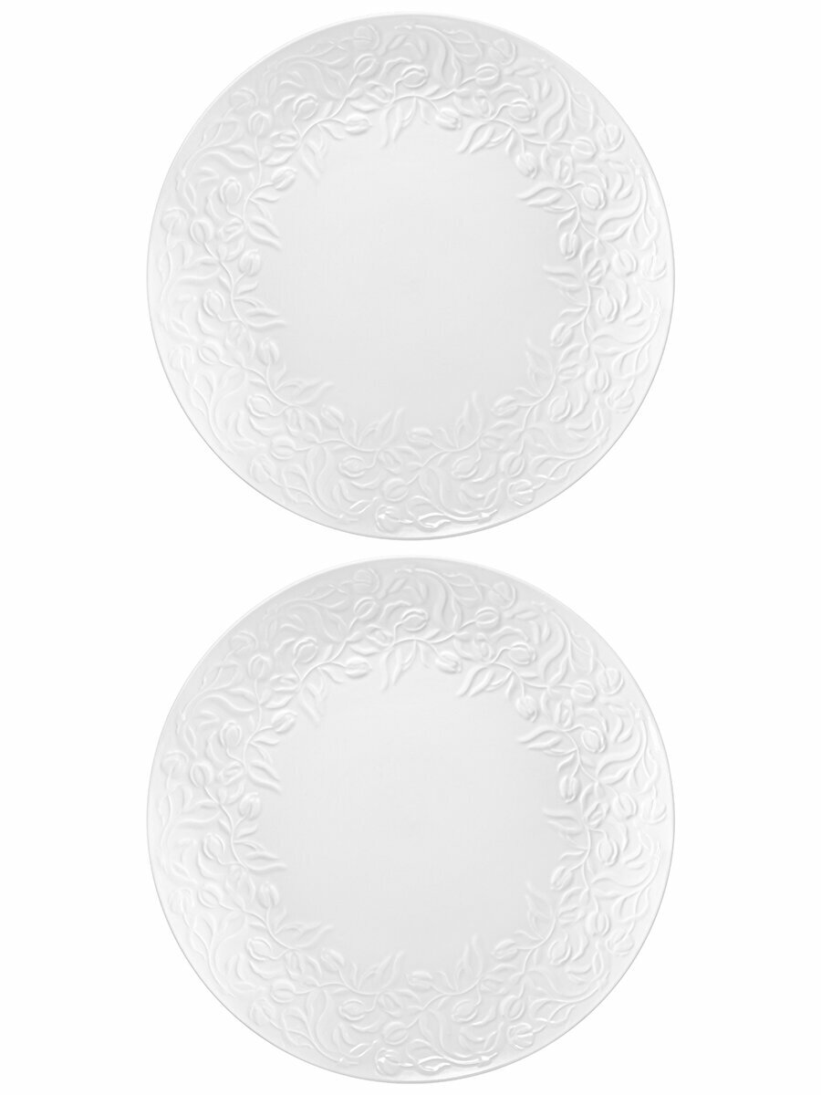 Набор тарелок 2 предмета 26х26х2,5 см Elan Gallery Тюльпаны, фарфор — фото 1