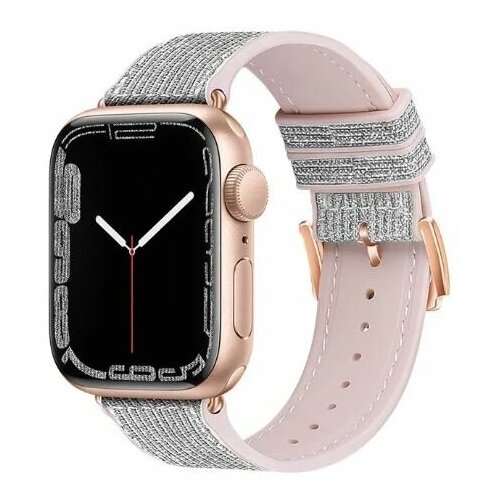 Ремешок для Apple Watch 42/44/45/49mm HOCO WA11 Diamond series серебро с золотой пряжкой