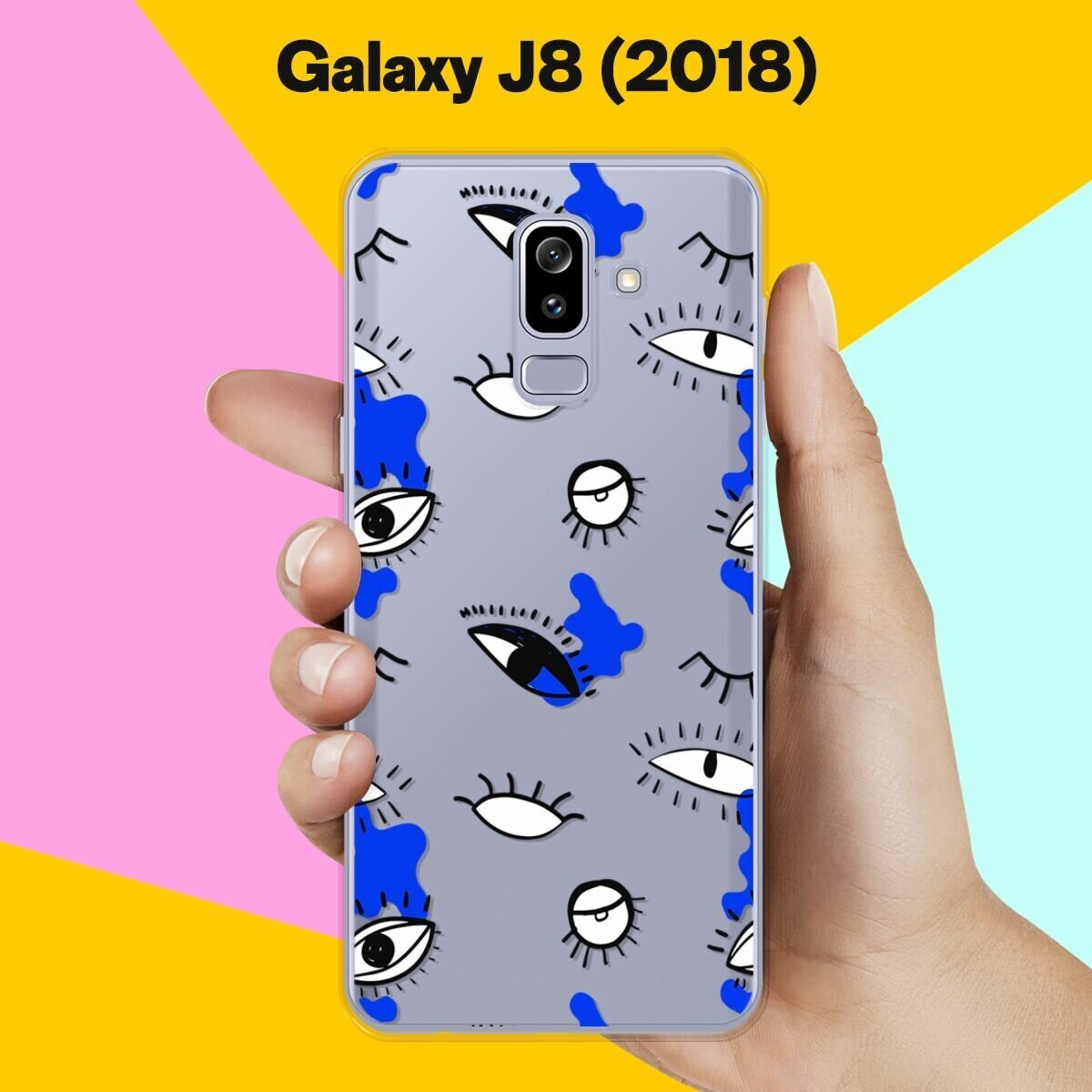 Силиконовый чехол на Samsung Galaxy J8 (2018) Синий узор / для Самсунг Галакси Джи 8 2018