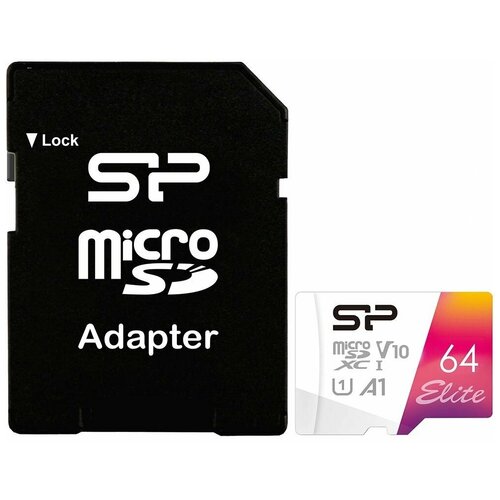 Флеш карта microSDXC 64Gb Class10 Silicon Power SP064GBSTXBV1V20SP Elite + adapter карта памяти silicon power microsdxc 64gb sp064gbstxbv1v20sp elite adapter