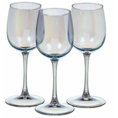 Бокал для вина, 300 мл, стекло, 3 шт, Glasstar, Васильковый, RNVS_8164_11. 455317