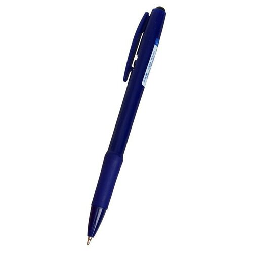 Ручка шариковая автоматическая 0,7мм синяя, корпус синий, с резиновым держателем (40 шт)