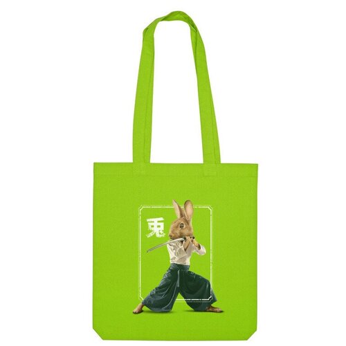 Сумка шоппер Us Basic, зеленый мужская футболка кролик самурай xl красный