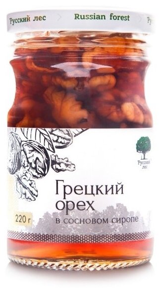 Варенье Русский Лес Грецкий орех в сосновом сиропе, банка 220 г