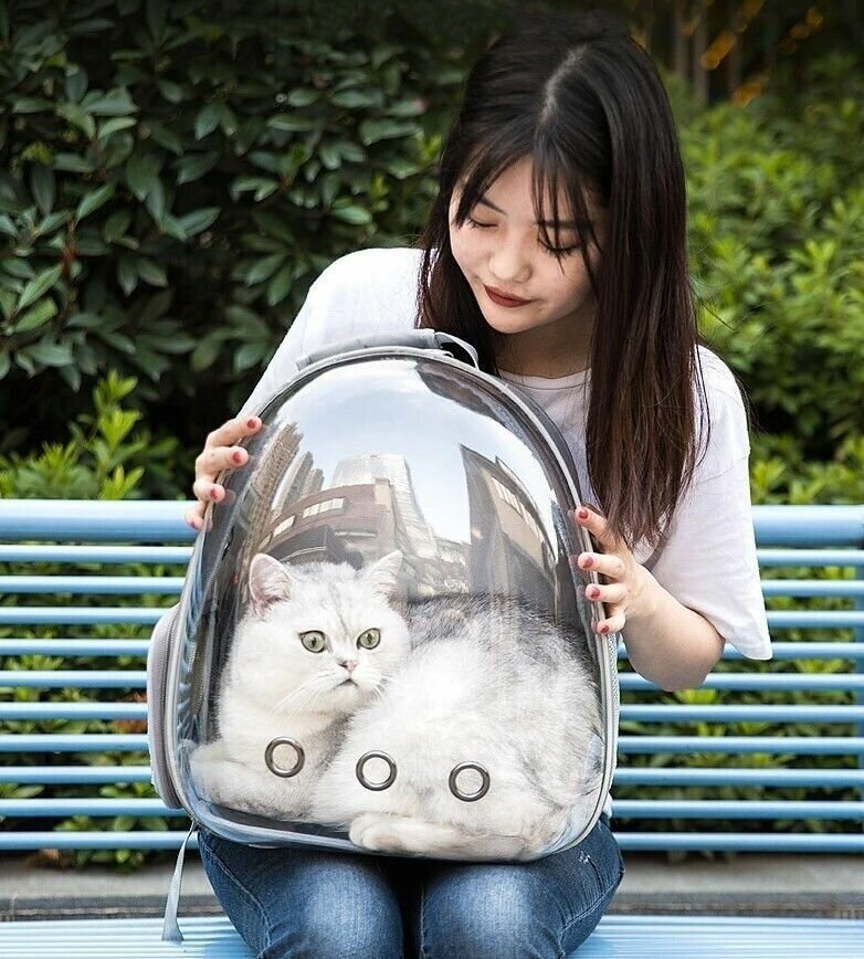 Рюкзак переноска для собак и кошек с иллюминатором / Ранец для животных с панорамным видом Morento серый - фотография № 8