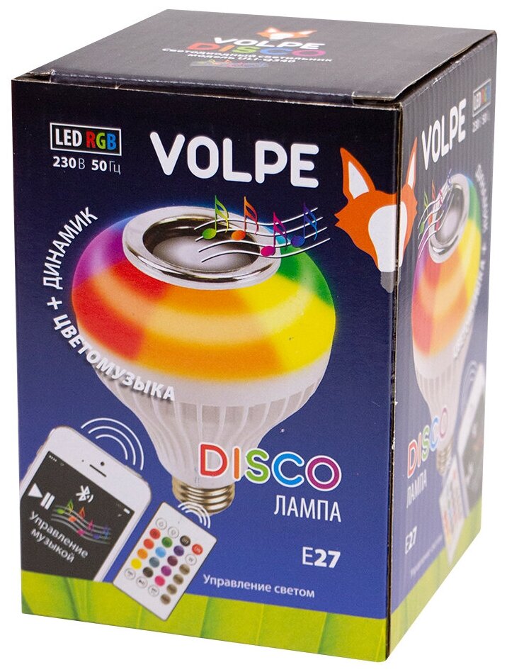 Светодиодный светильник Диско ULI-Q340 8W/RGB/E27 WHITE с динамиком и Bluetooth 220В белый ТМ Volpe - фотография № 4