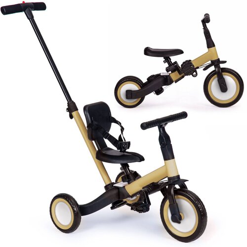 Детский беговел-велосипед 4в1 с родительской ручкой, бежевый - TR007-BEIGE