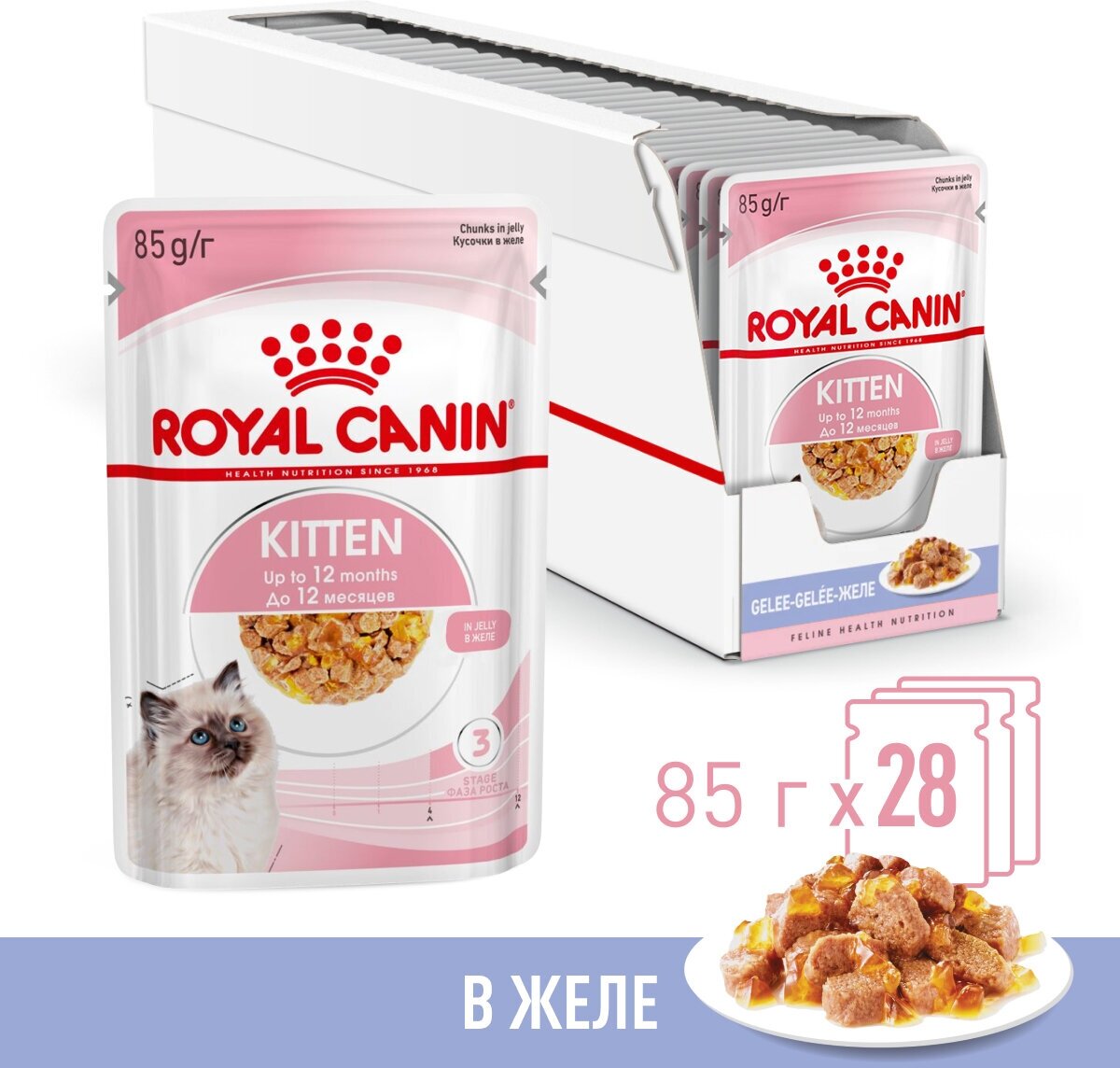 Влажный корм в желе Royal Canin Kitten Jelly (Киттен Желе) для котят до 12 месяцев, 28*0,085 г