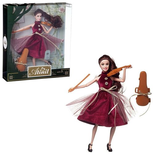 фото Кукла junfa atinil яркое настроение (в платье с бордовой юбкой) в наборе со скрипкой и другими аксес junfa toys