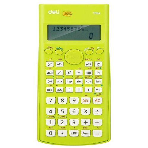 Калькулятор научный (ЕГЭ) Deli,12раз, LCD-диспл, пит от бат, зелен E1710A/GRN