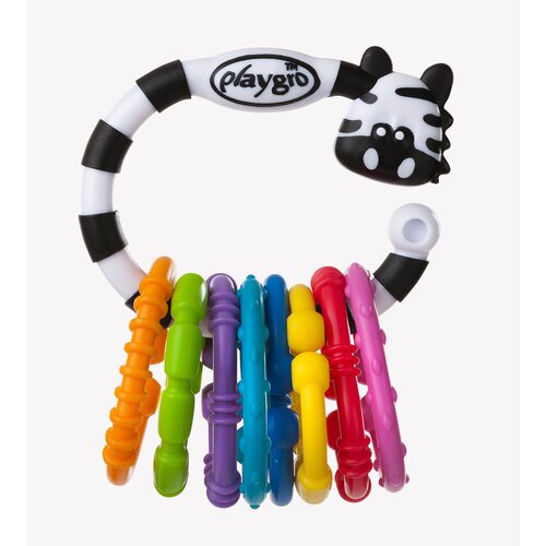 Прорезыватель-погремушка Playgro Zebra 9 Links, разноцветный