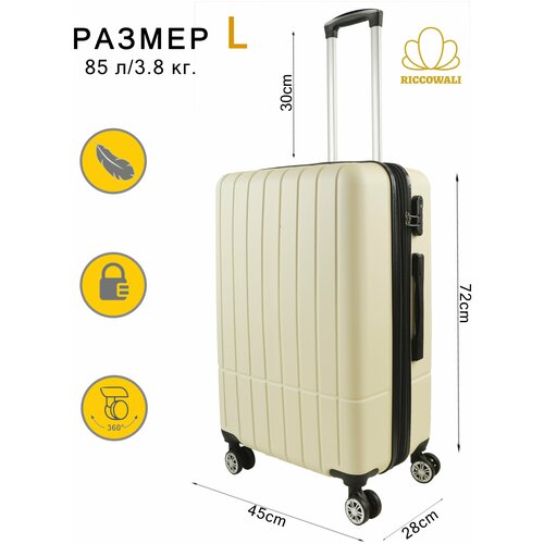 Чемодан на колёсах RICCOWALI, для путешествий, из ударопрочного пластика (АВС), ручная кладь, L