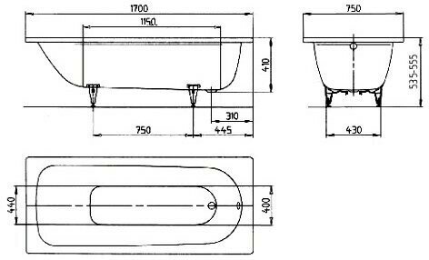 Ванна Kaldewei Saniform Plus 170х75см мод 373-1 (1126 0001 0001)