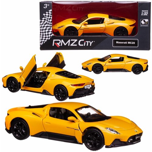 Машина металлическая RMZ City 1:64 Maserati MC 2020, без механизмов, желтый цвет легковой автомобиль rmz city maserati granturismo mc 2018 344993s 1 64 9 см синий