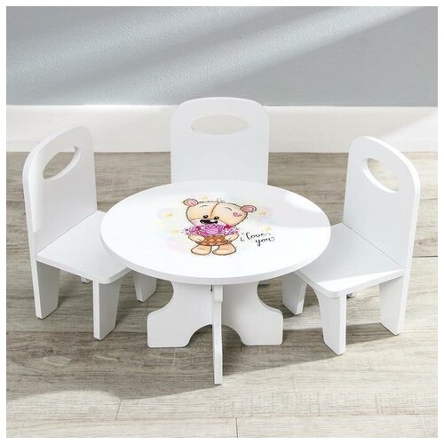 Набор стол стулья, серия Мишутки набор мебели для кукол шик мини стол стулья цвет белый салатовый