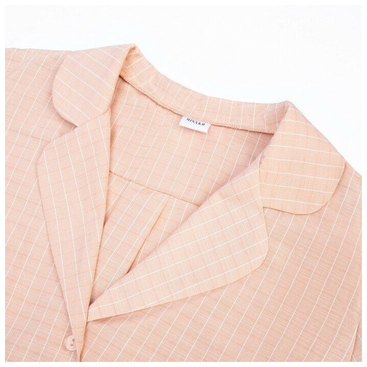 Пижама Minaku, рубашка, шорты, короткий рукав, размер 44, розовый, бежевый - фотография № 8