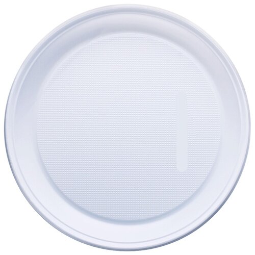 фото Лайма тарелки одноразовые пластиковые стандарт, 22 см, 100 шт., белый