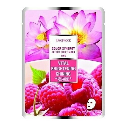 Набор тканевых масок на основе цветов лотоса и малины Deoproce Color Synergy Effect Sheet Mask Pink 20г*10шт