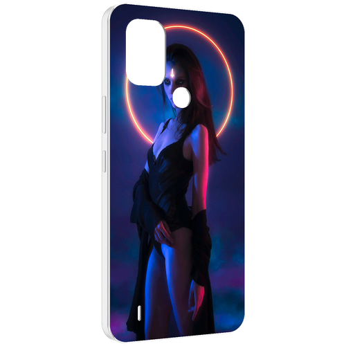 Чехол MyPads девушка с неоновым кругом женский для Nokia C31 задняя-панель-накладка-бампер