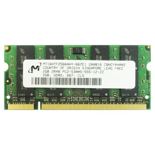 Оперативная память Micron 2 ГБ DDR2 667 МГц SODIMM CL5 MT16HTF25664HY-667 оперативная память micron 4 гб ddr2 667 мгц dimm cl5 mt36htf51272py 667