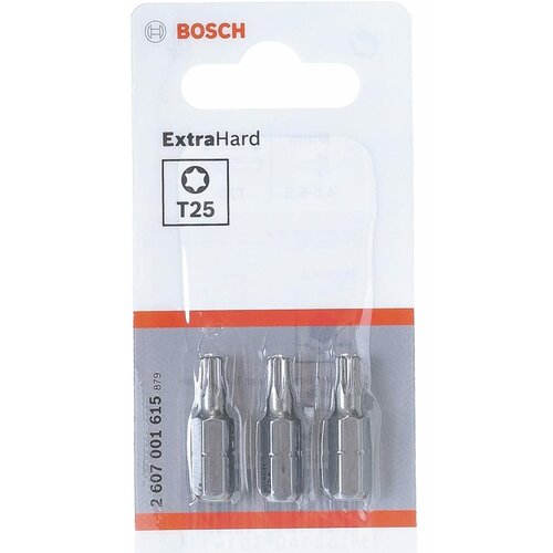 Бита Extra Hart 3 шт. (25 мм; Т25) Bosch 2607001615 набор бит bosch extra hart 2607001511 3 пред для шуруповертов