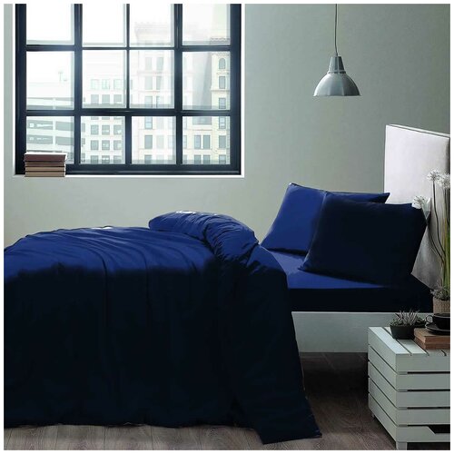 Комплект постельного белья Tivolyo home BASIC синий (Евро)
