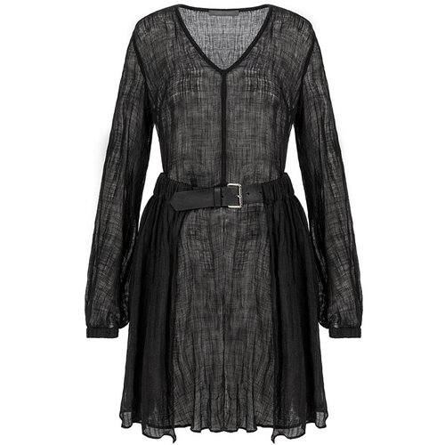 фото Платье alberta ferretti, лен, повседневное, мини, размер 40, черный