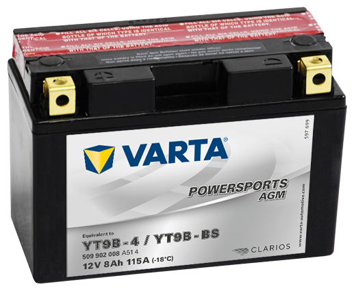 Аккумуляторная батарея powersports agm [12v 8ah 115a b00], varta, 509902008