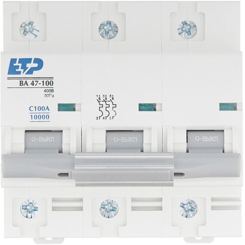 Автоматический выключатель ETP ВА 47-63 (11560) 3P 100А тип С 4,5 кА 400 В на DIN-рейку