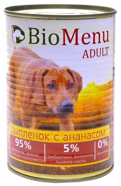BioMenu Консервы для собак Цыпленок с ананасом (7401545413) 0,41 кг 19016 (2 шт)
