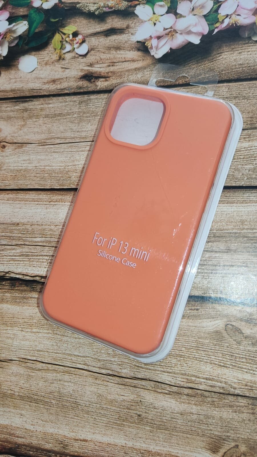 Силиконовый чехол-накладка для iPhone 12 mini, оранжевый, с микрофиброй внутри