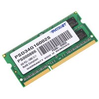 Память SODIMM DDR3 PC3-12800 Patriot PSD34G16002S, 4Гб, 1.5 В