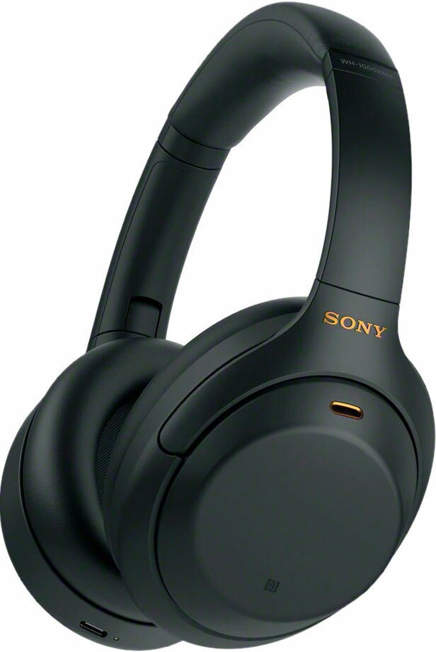 Наушники Sony WH-1000XM4, с шумоподавлением, чёрные, складные, беспроводные